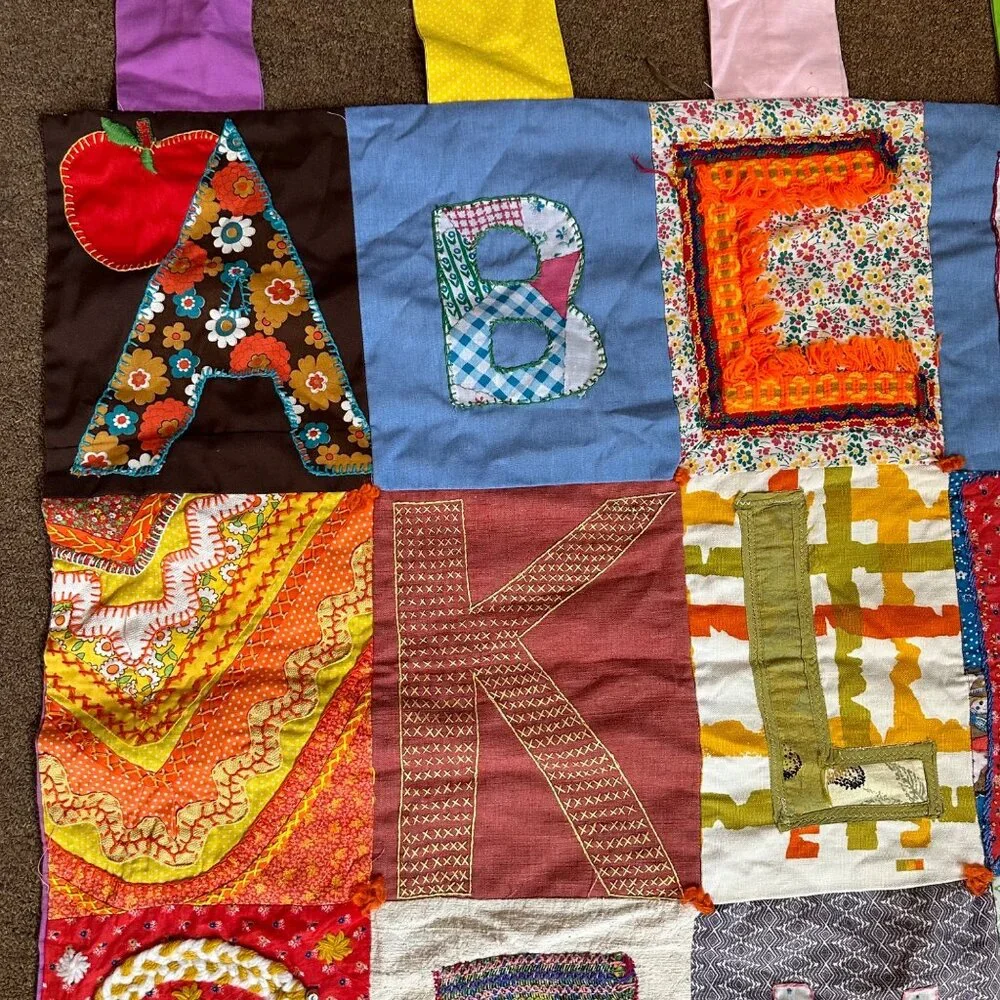 Vintage Alphabet Quilted Folk Art Patchwork Handmade 73